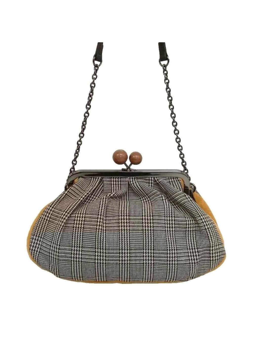Max Mara Weekend Line Pasticcino Kiss Lock Shoulder Bag Glen Check Beige